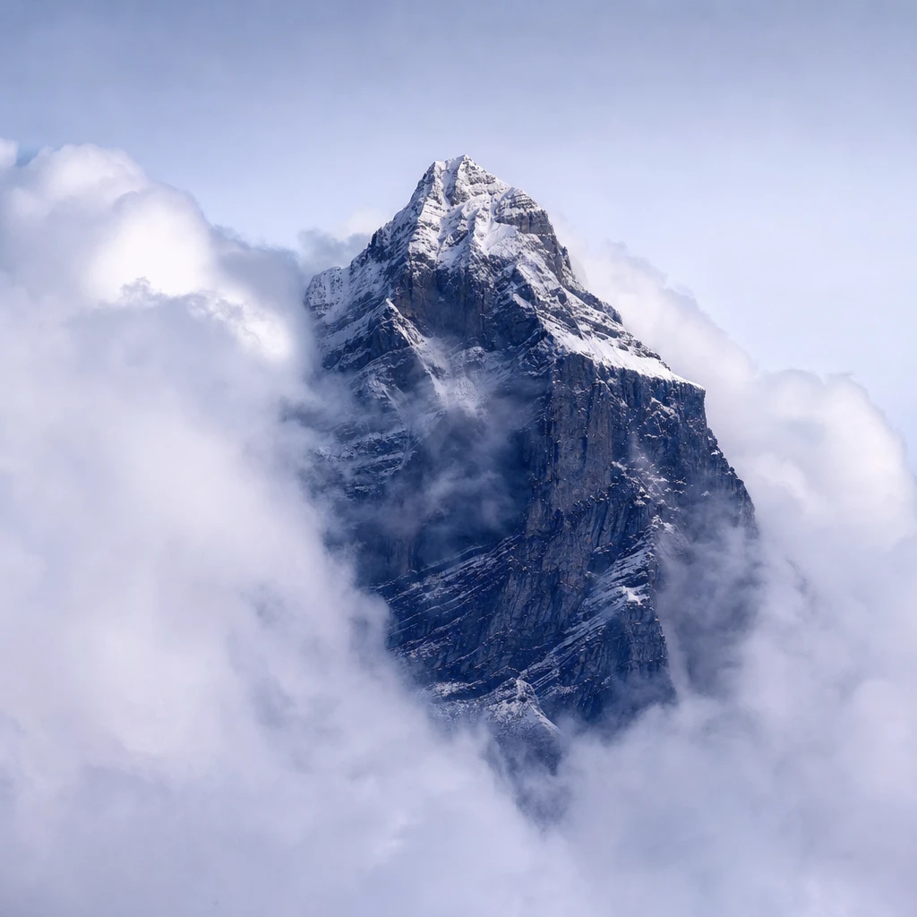 Alpiner Gipfel über Wolken
